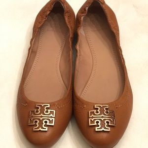New Tory Burch Melinda Ballet Tumbled Leather Flat